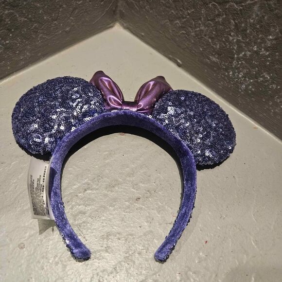 Disney Minnie Mouse Ears Purple Bow Purple Sequin - Picture 1 of 5